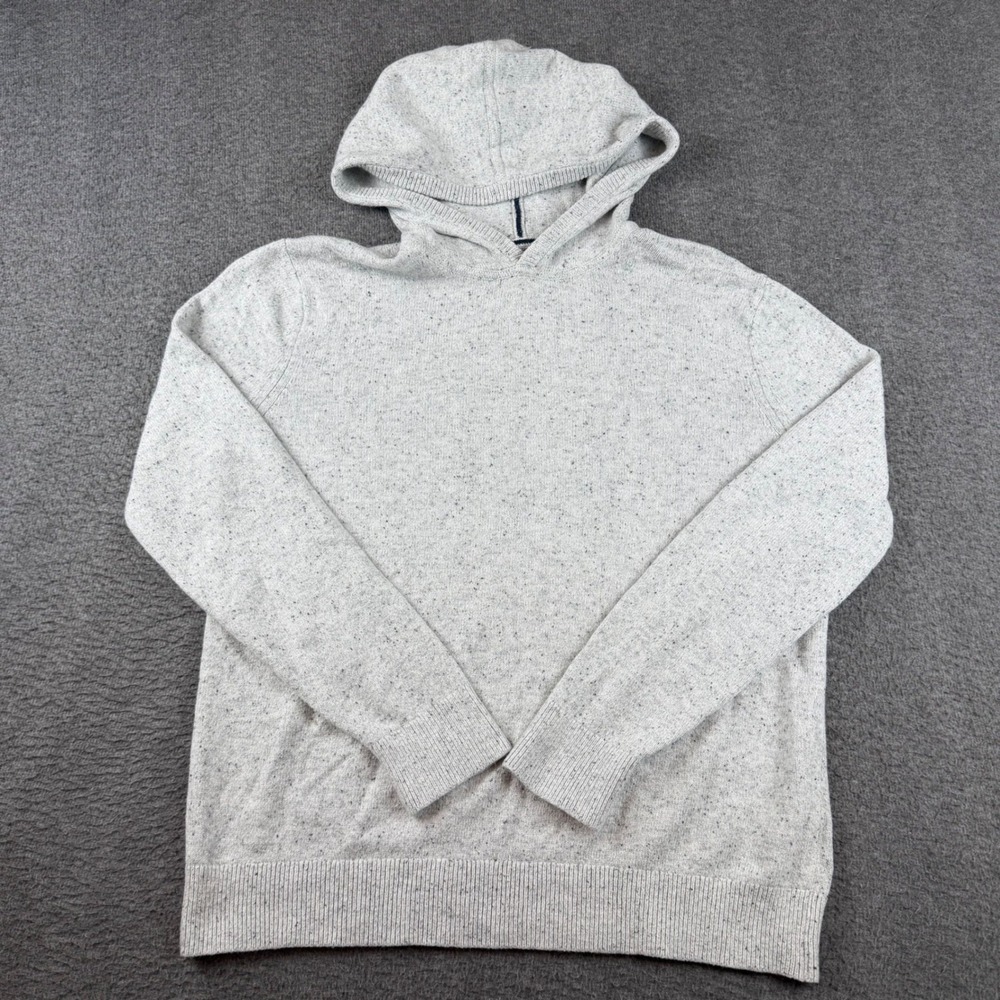 Banana Republic Hoodie Men's Large Gray Knit Pullover Speckled Cotton Wool Blend